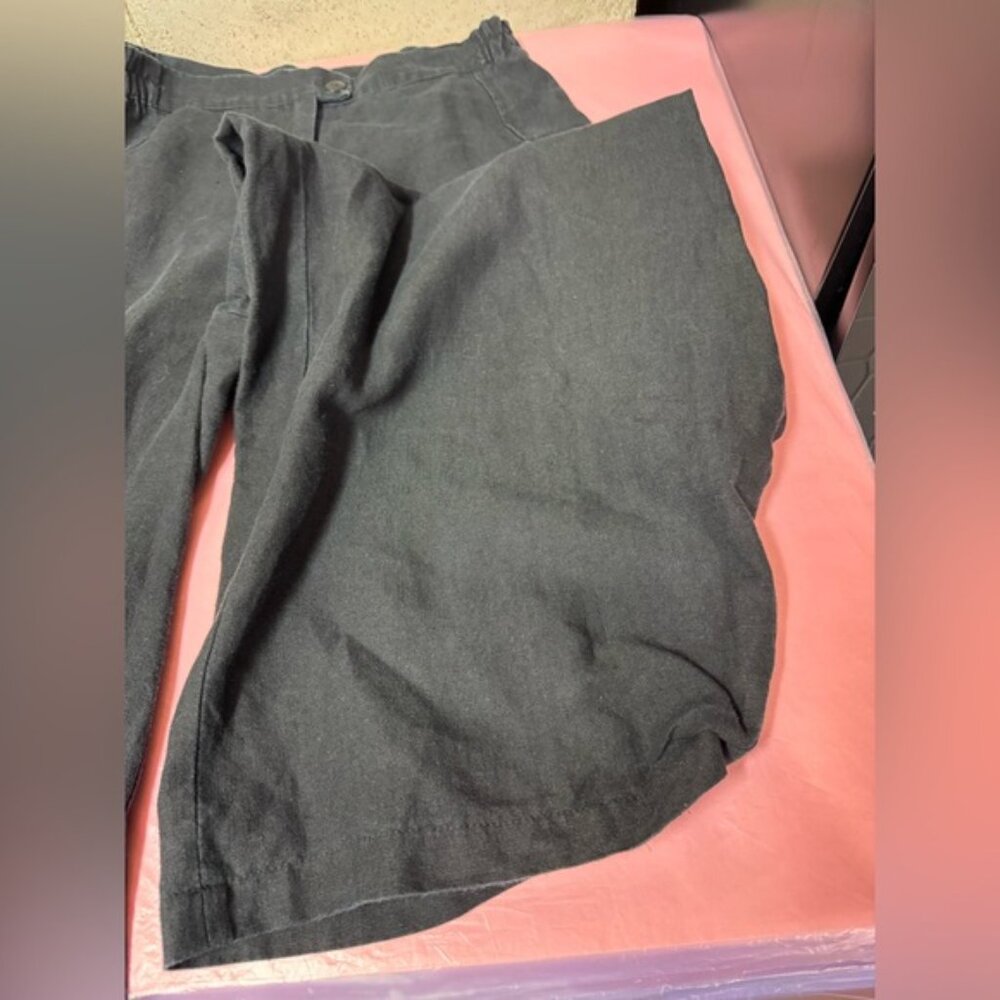 Wide Leg Linen High Rise Pant Black - Picture 5 of 5